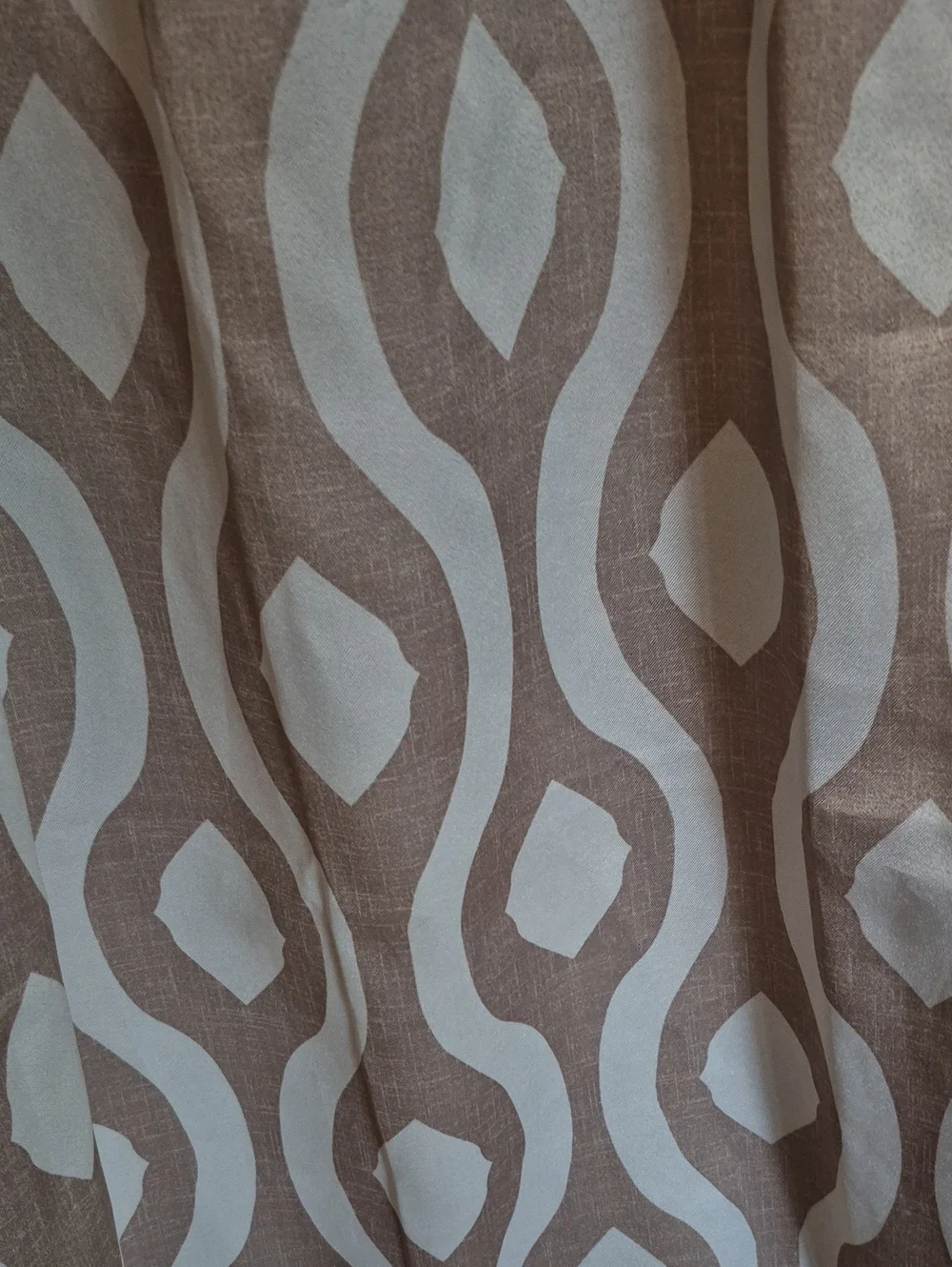 Two Mainstays Taupe and Cream Wave Print Curtain Panels 30x84 (60x84)